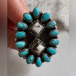 Kingman Turquoise and Wild Horse Statement Ring